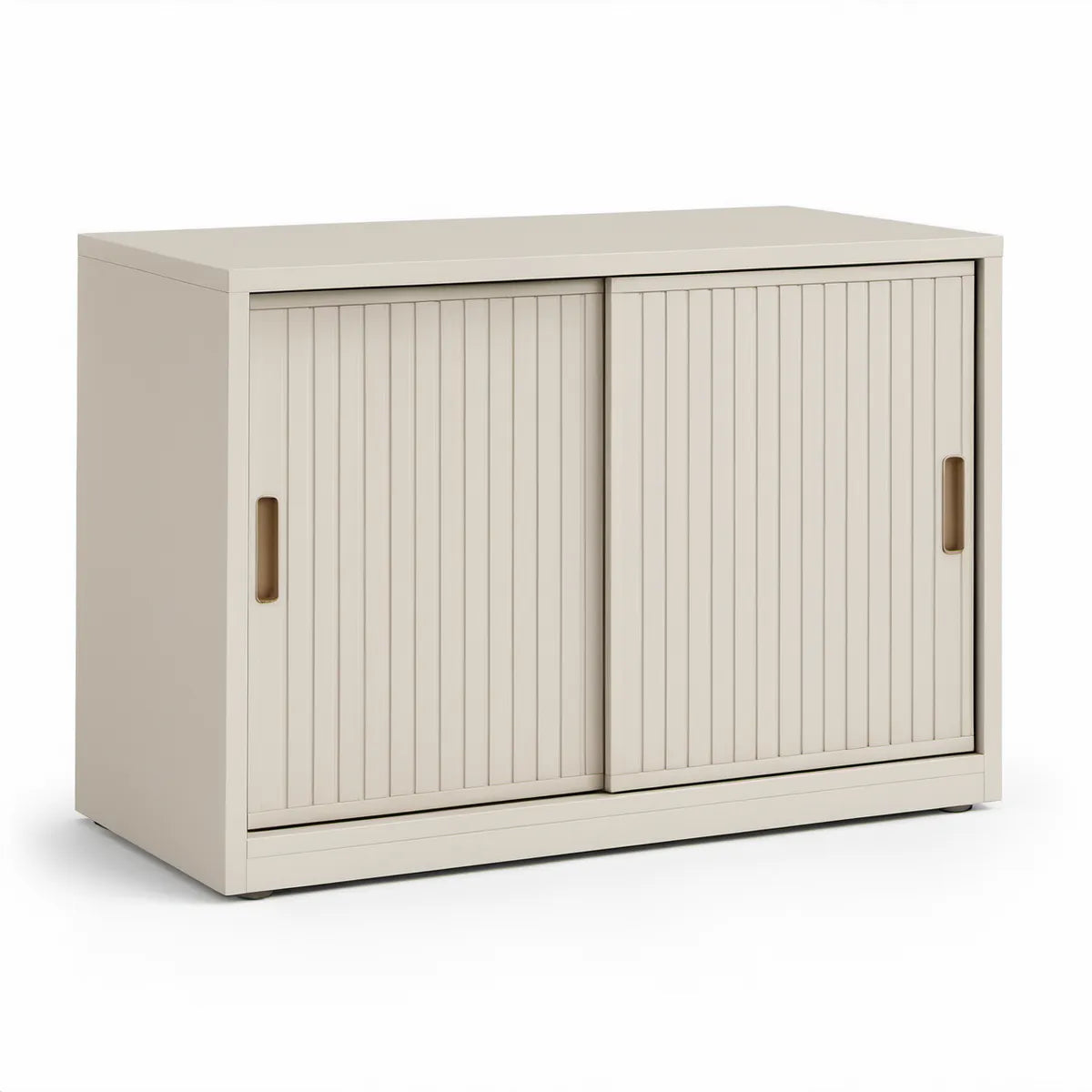 Krémová MDF skříňka s posuvnými dveřmi 120 × 45 × 90 cm