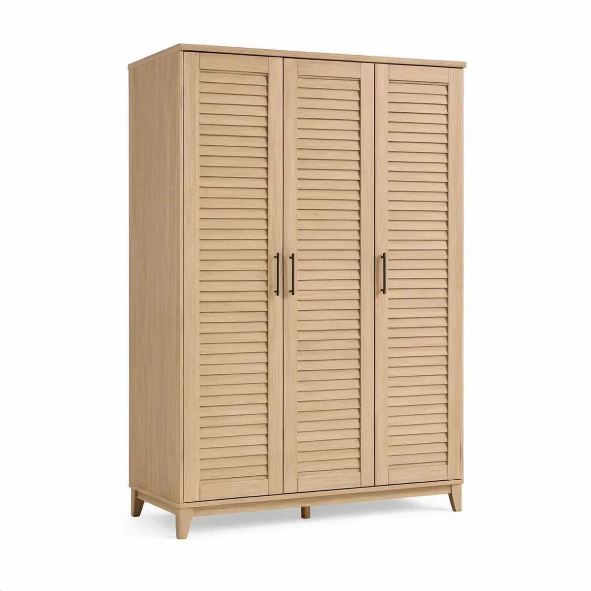 Šatní skříň se 3 lamelovými dveřmi z MDF, dekor světlého dubu, 120 × 55 × 200 cm